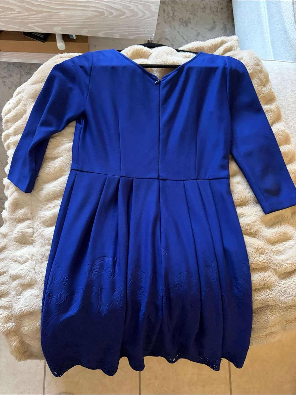 Betsey Johnson Royal Blue Fit-and-Flare Dress with Laser-Cut Hem